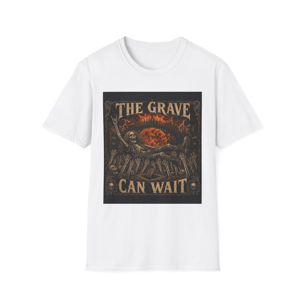 The Grave Can Wait T-Shirt — Vintage Skeleton Rock Gothic Tee
