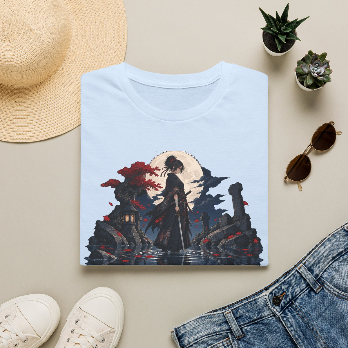 Reflection of a Monster | Moonlit Wolf Spirit T-Shirt | Samurai Silhouette Graphic Tee