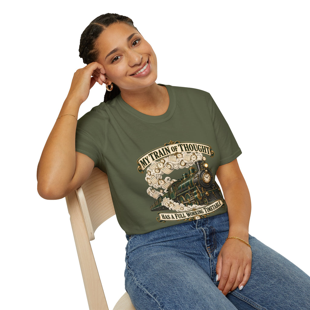 Train of Thought Vintage Steam Engine T-Shirt | My Train of Thought Has a Full Working Timetable