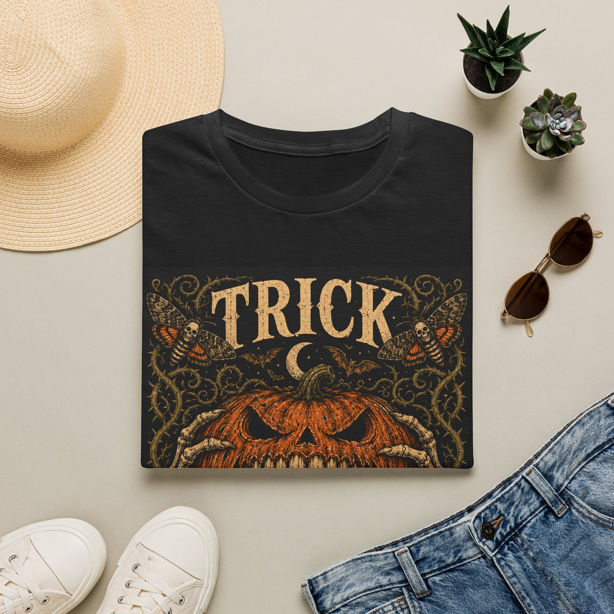 Halloween 'Trick or Teeth' T-Shirt — Vintage Scary Pumpkin Graphic
