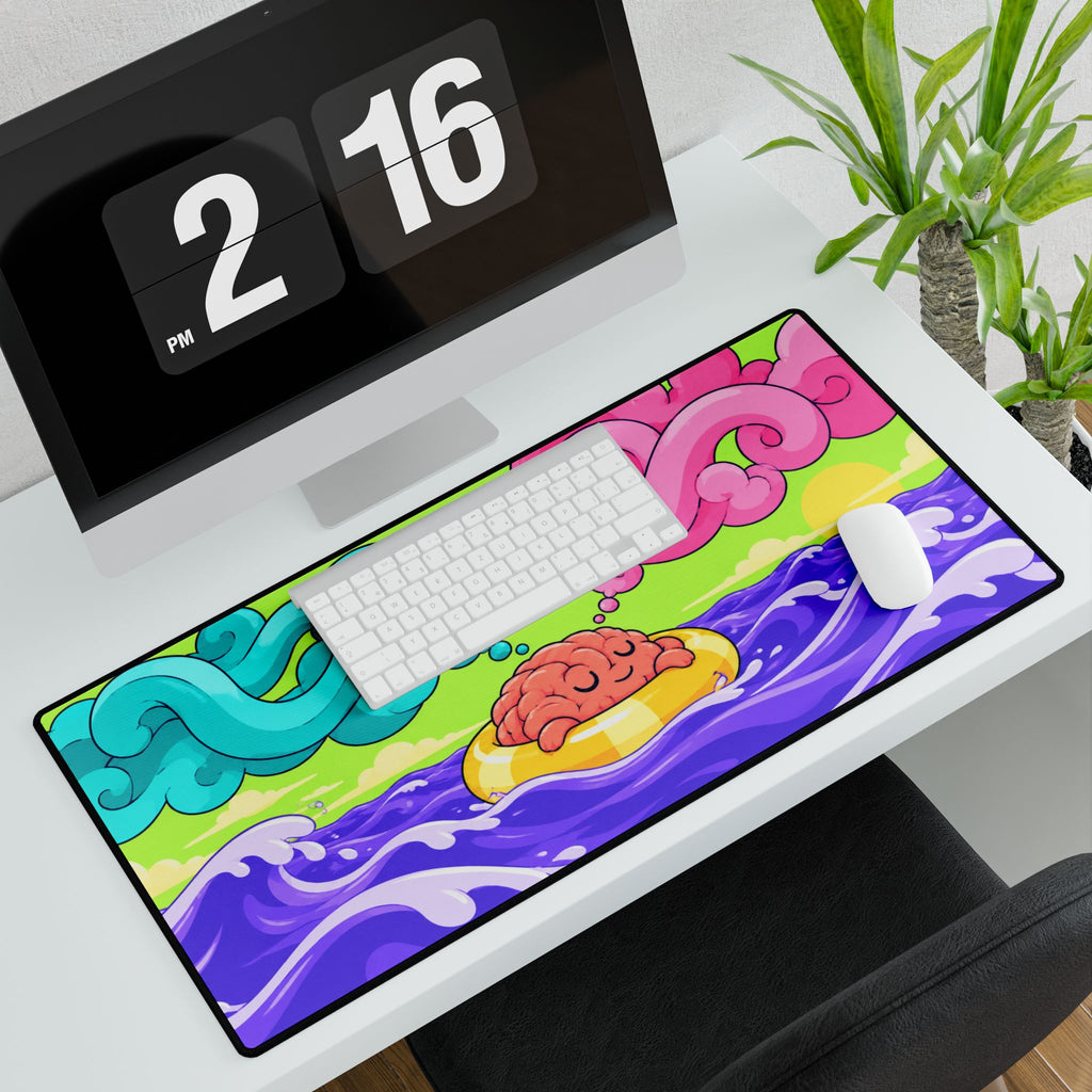 Mouse Mat | Psychedelic Brain Float | Colourful Surreal Gaming & Office Desk Mat