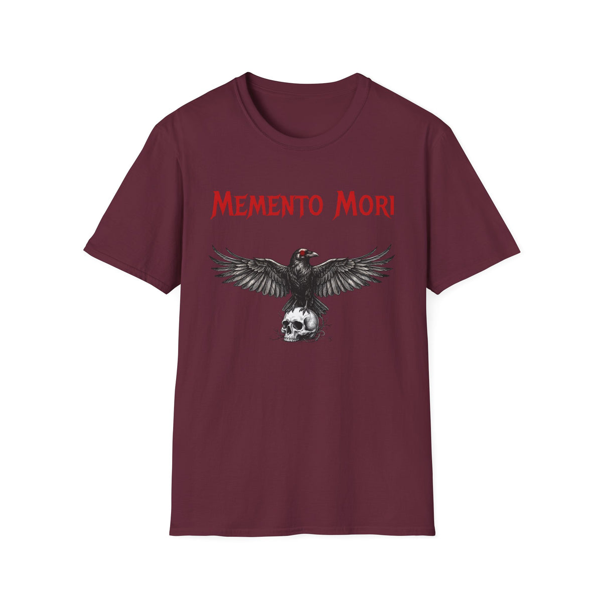 momento mori gothic dark fantasy crow t shirt, product image showing the garment or product detail.