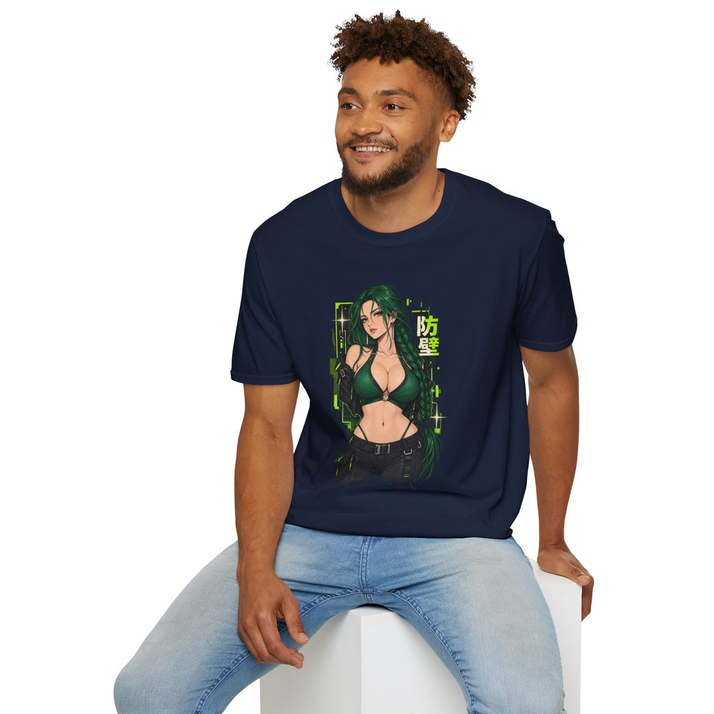 Jade | Anime Green-Haired Sexy Pin Up Girl Warrior Graphic Shirt