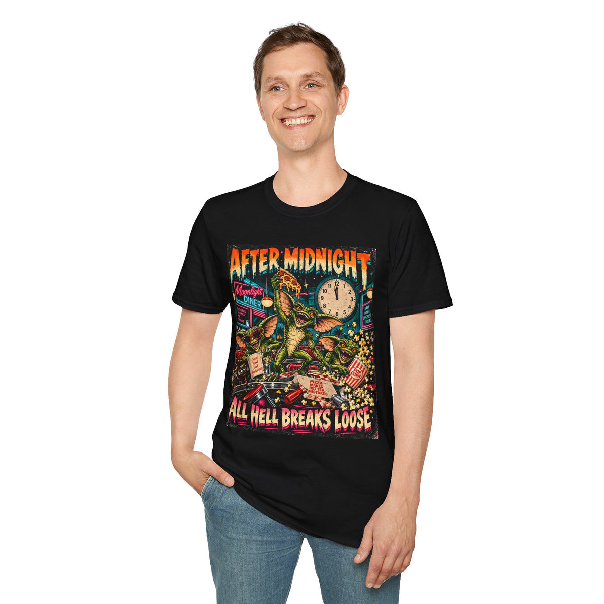 After Midnight Gremlin Tee — "All Hell Breaks Loose" Retro Horror T-Shirt