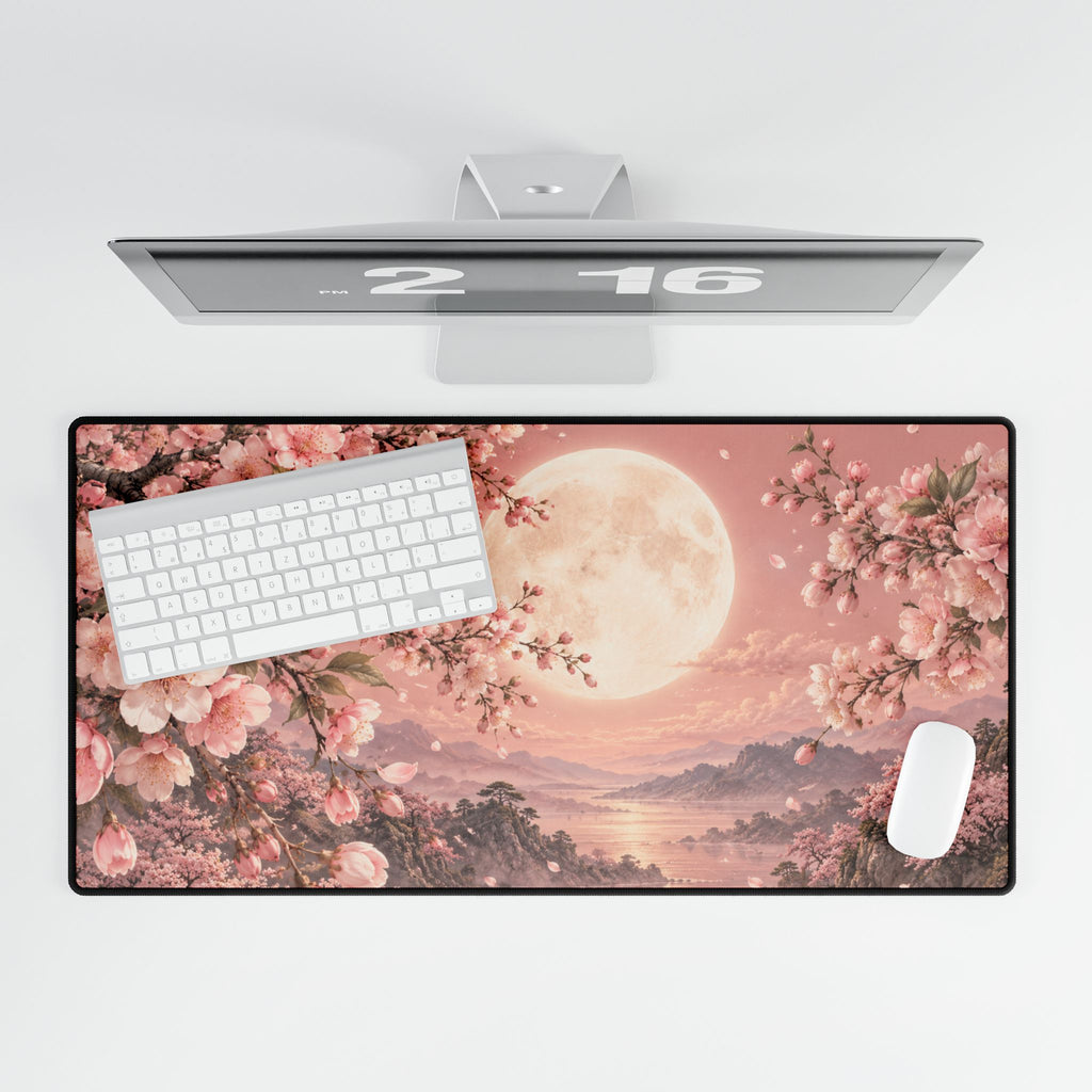 Pink Sakura Blossom Moon Dreamy Floral Art - Pastel Floral Design