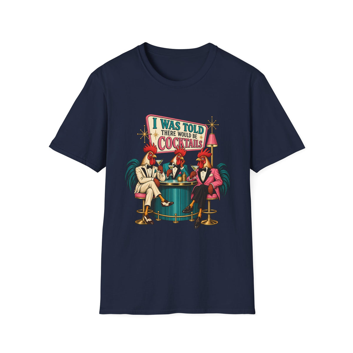 I Was Told There Would Be Cocktails T-Shirt | Retro Flamingo Bar Cocktail Tee