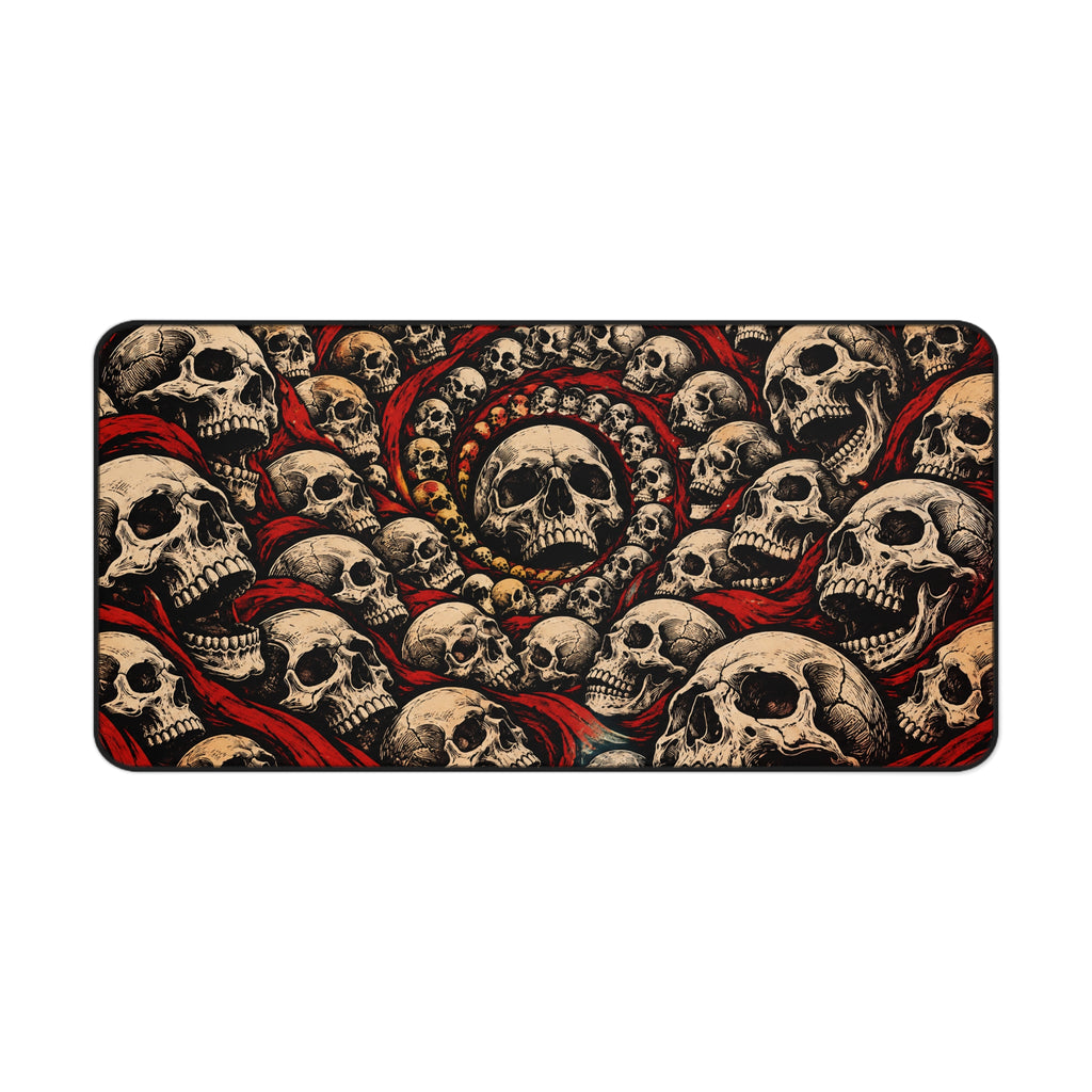 Skull Woodcut | Red Black and Cream Graphic Art