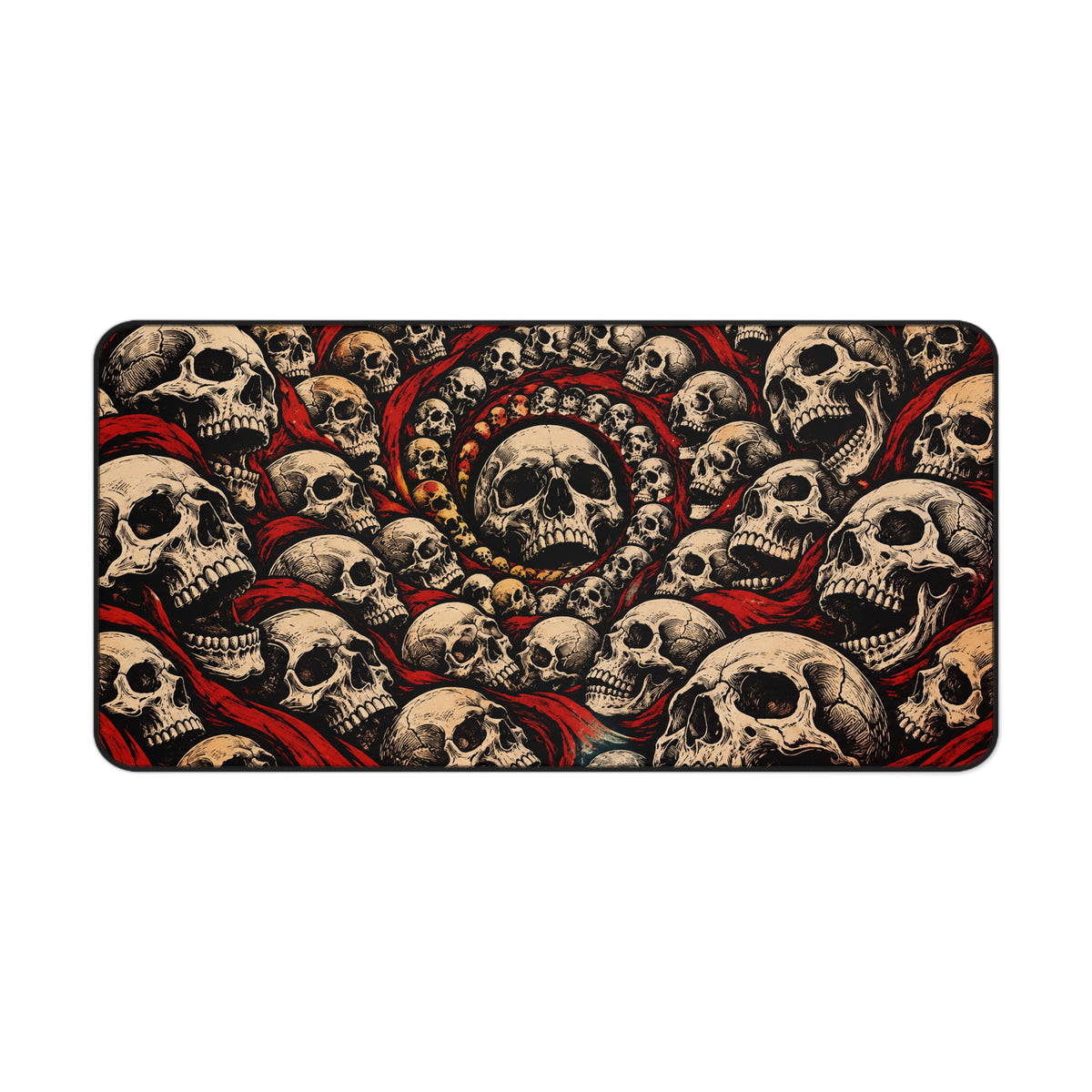 Skull Woodcut | Red Black and Cream Graphic Art