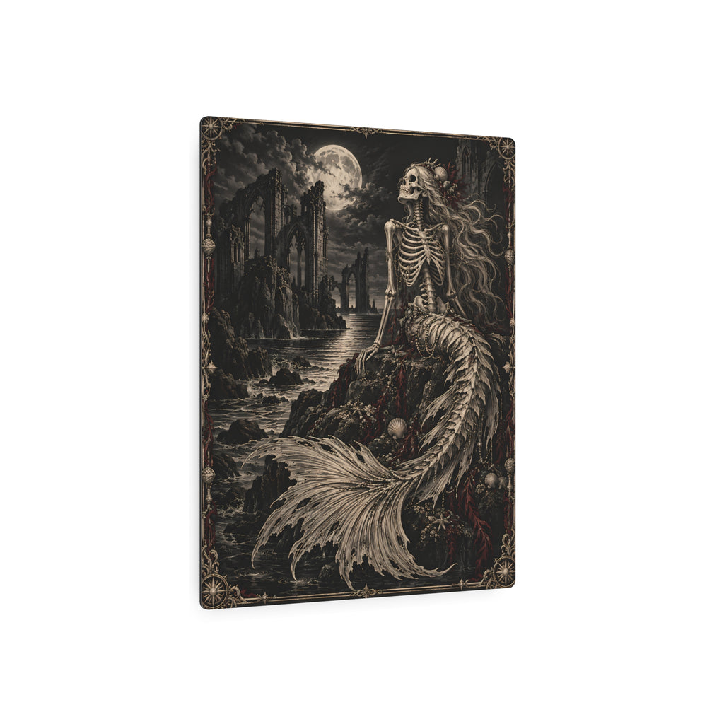 Metal Art Sign | Gothic Skeleton Mermaid | Occult Wall Art