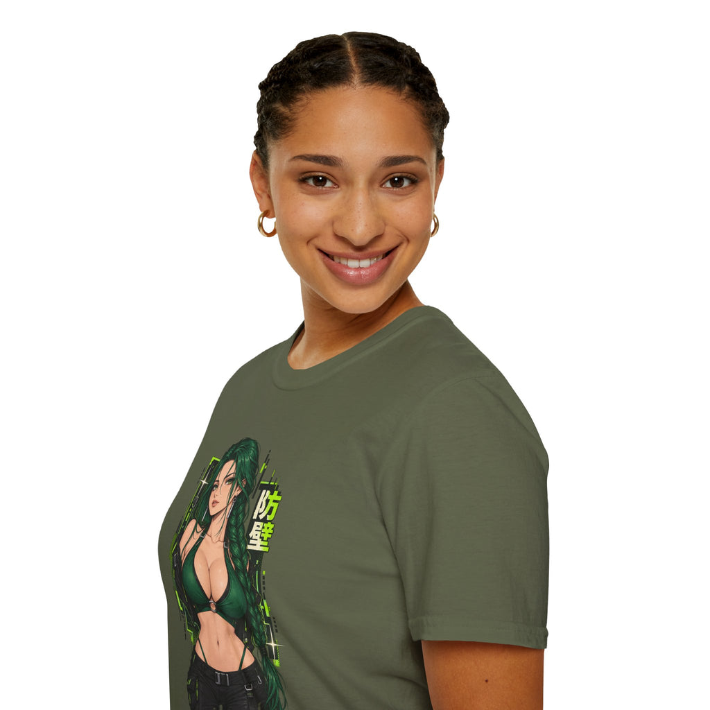 Jade | Anime Green-Haired Sexy Pin Up Girl Warrior Graphic Shirt