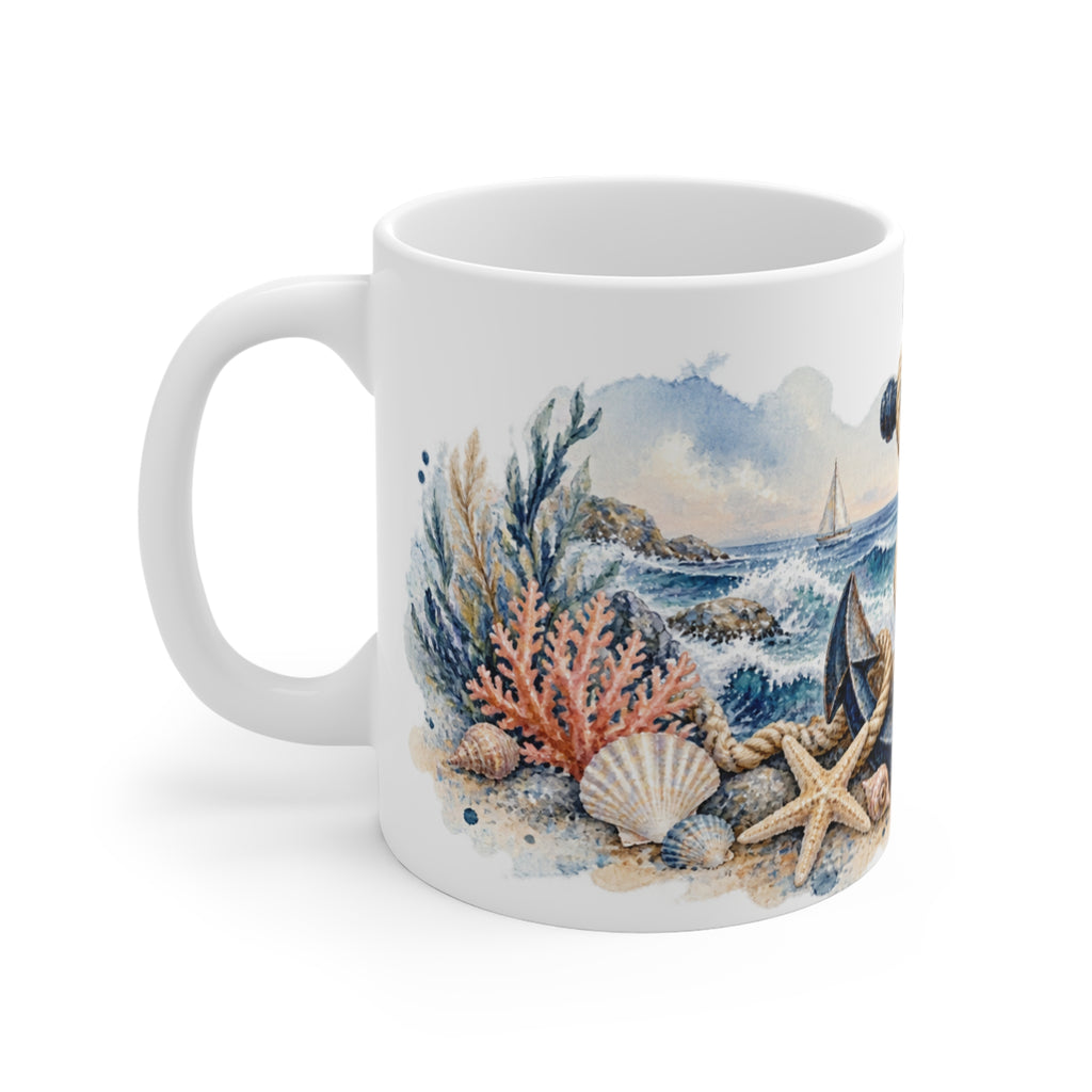 Anchor and Rope Watercolour Mug | Classic Nautical Design