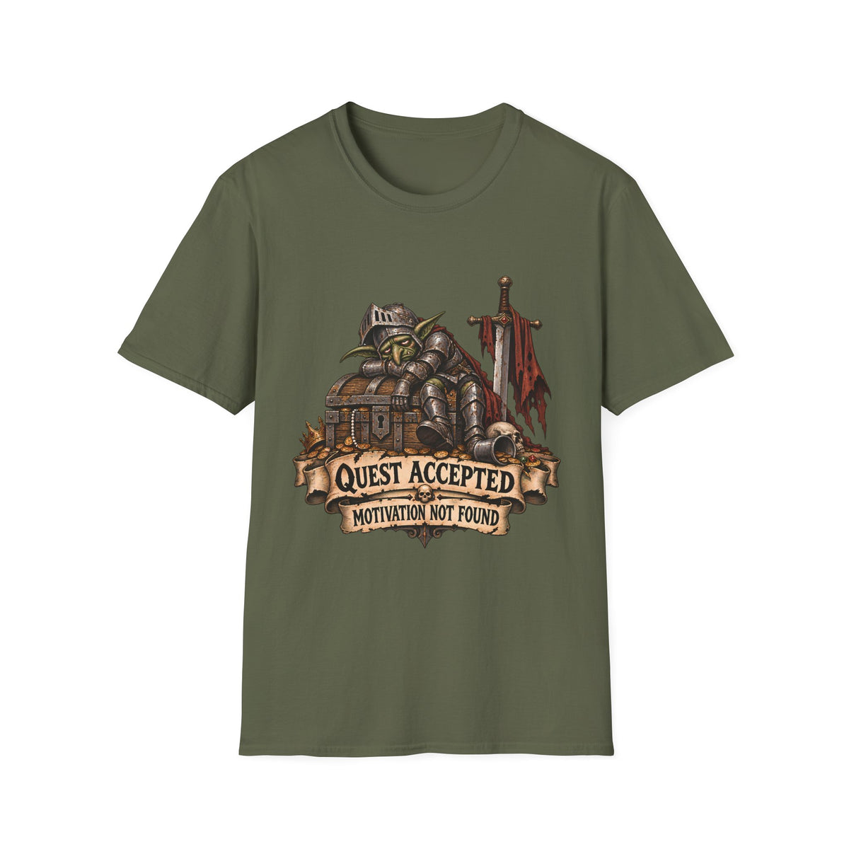 Quest Accepted T‑Shirt | Fantasy Gamer Tee (Motivation Not Found)