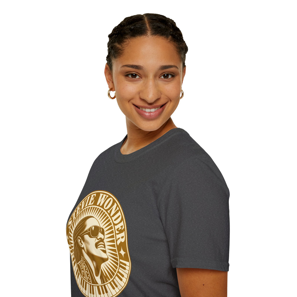 Stevie Wonder Graphic T-Shirt - Vintage Gold Portrait Tee