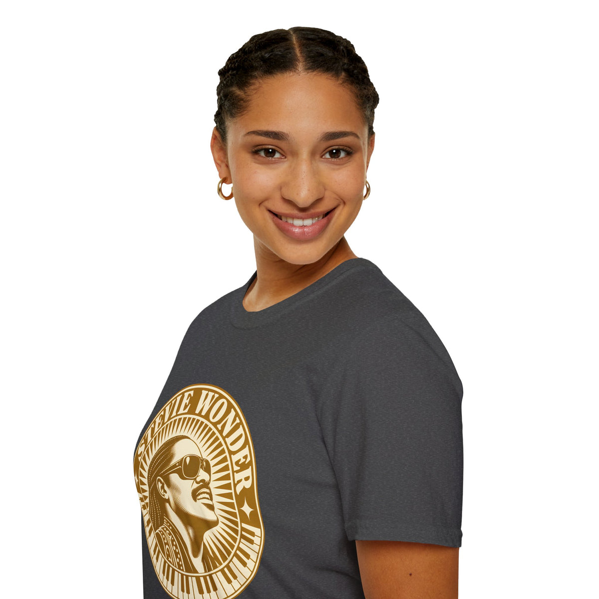 Stevie Wonder Graphic T-Shirt - Vintage Gold Portrait Tee