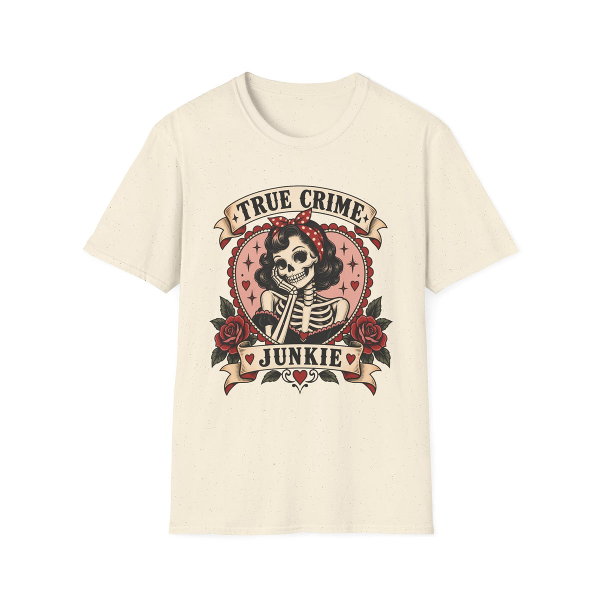 True Crime Junkie | Vintage Skeleton Rose Graphic Tee
