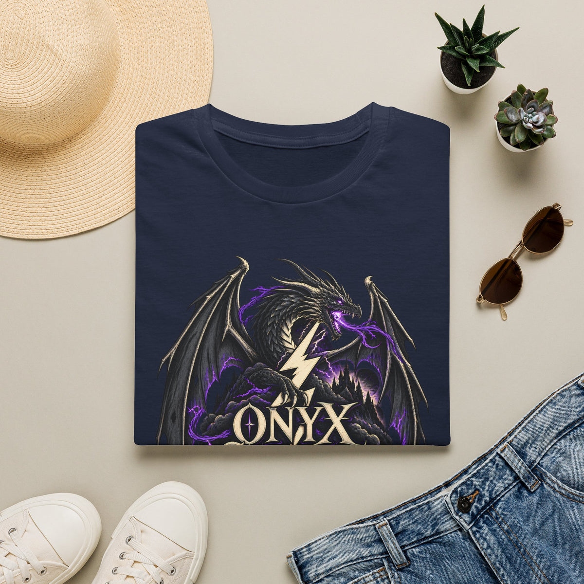 Onyx Storm Dragon T-Shirt | Book Inspired Gothic Lightning Fantasy Tee