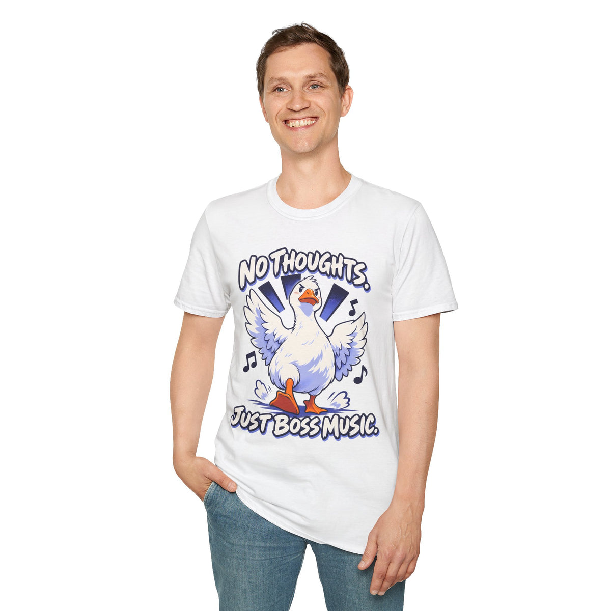 Cute Goose | No Thoughts, Just Boss Music T Shirt