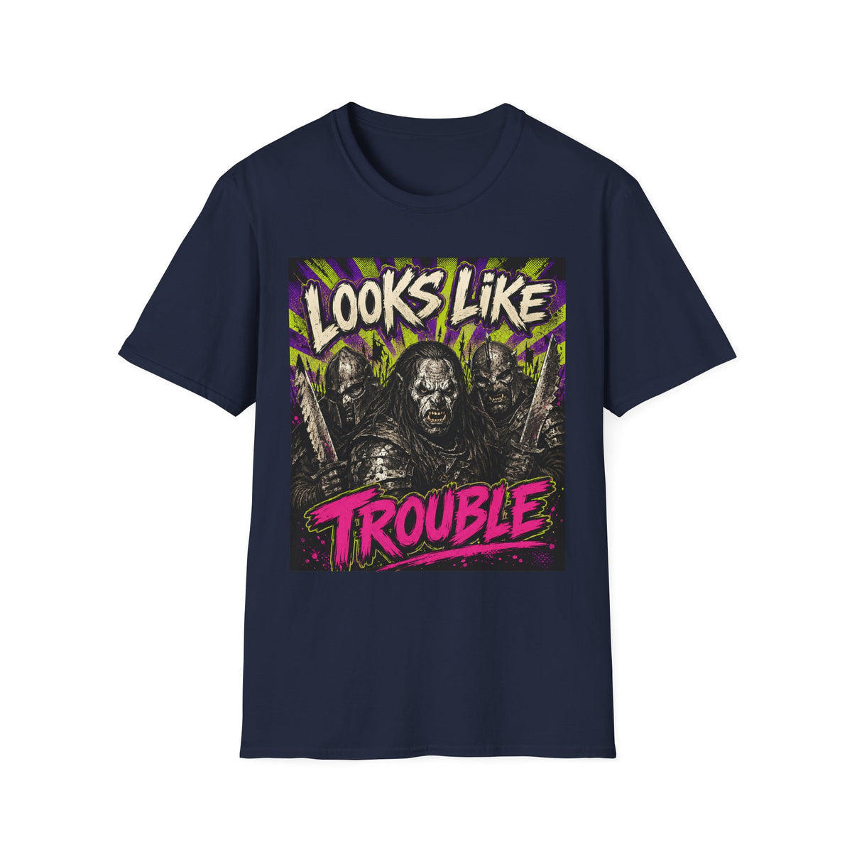 Looks Like Trouble Graphic T-Shirt — Retro Fantasy Orc Design