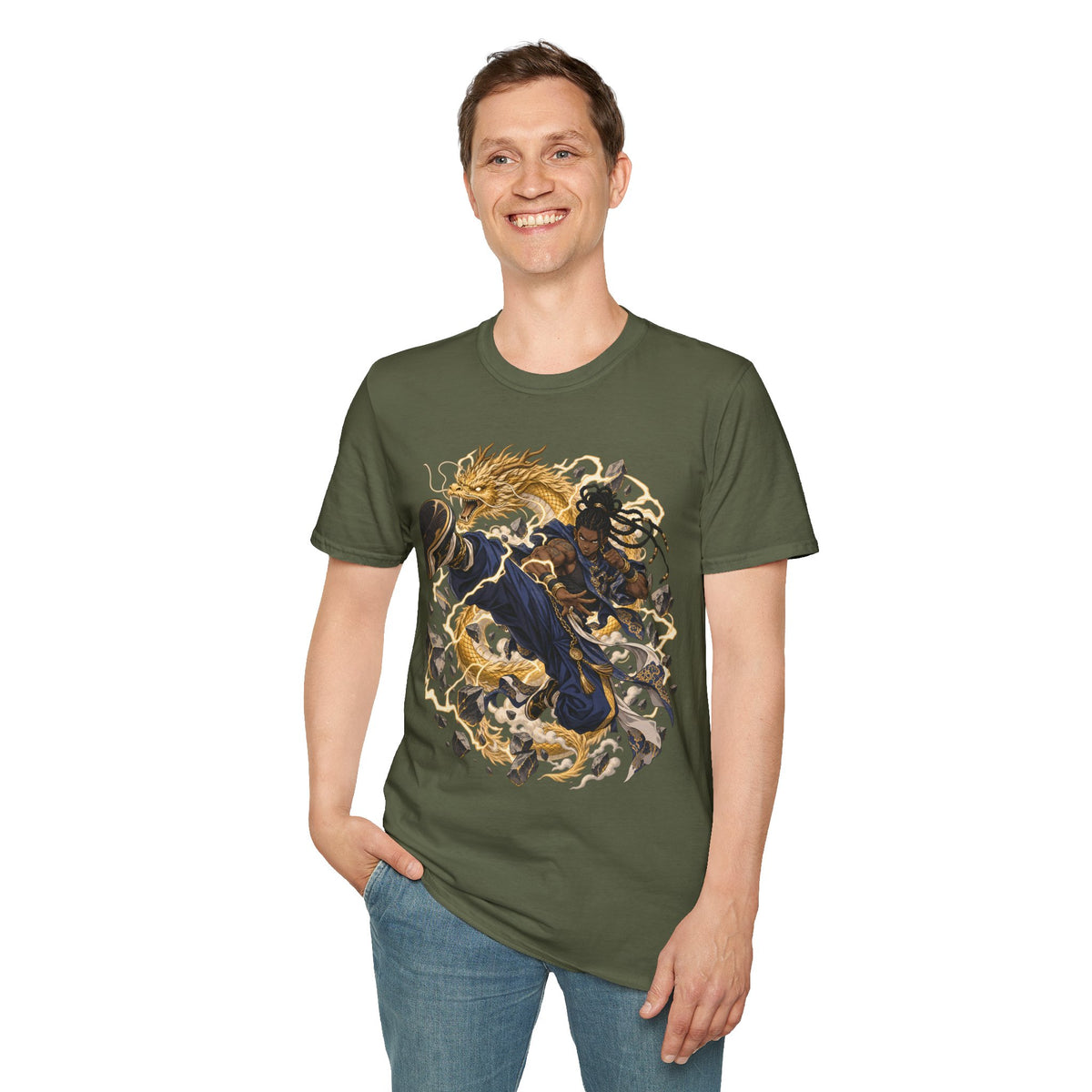 Golden Dragon | Ninja Dragon Kick | Martial Arts Warrior T Shirt