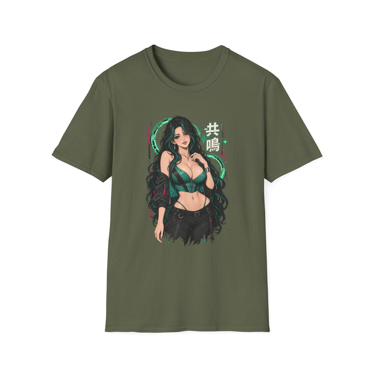 Jade | Sexy Anime Pin Up Girl | Waifu Graphic T‑Shirt