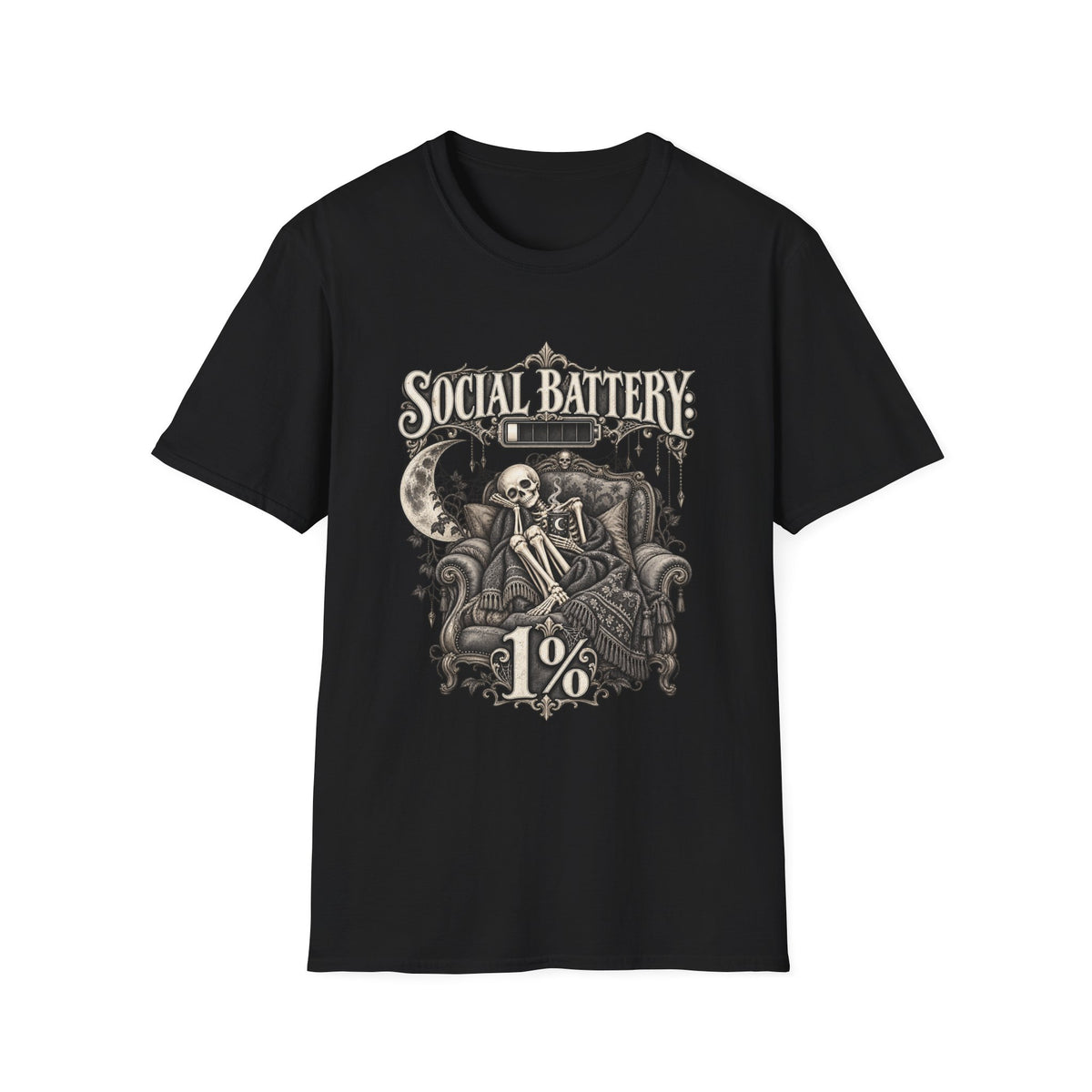 Social Battery 1% | Funny Introvert Skeleton Design