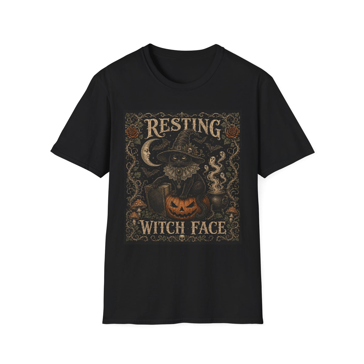 Resting Witch Face T-Shirt — Vintage Halloween Witch Graphic Tee