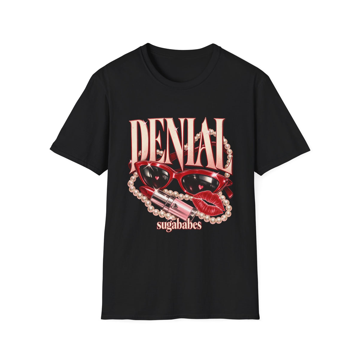 Denial | Sugababes | Retro Sunglasses & Lipstick Design Graphic T-Shirt