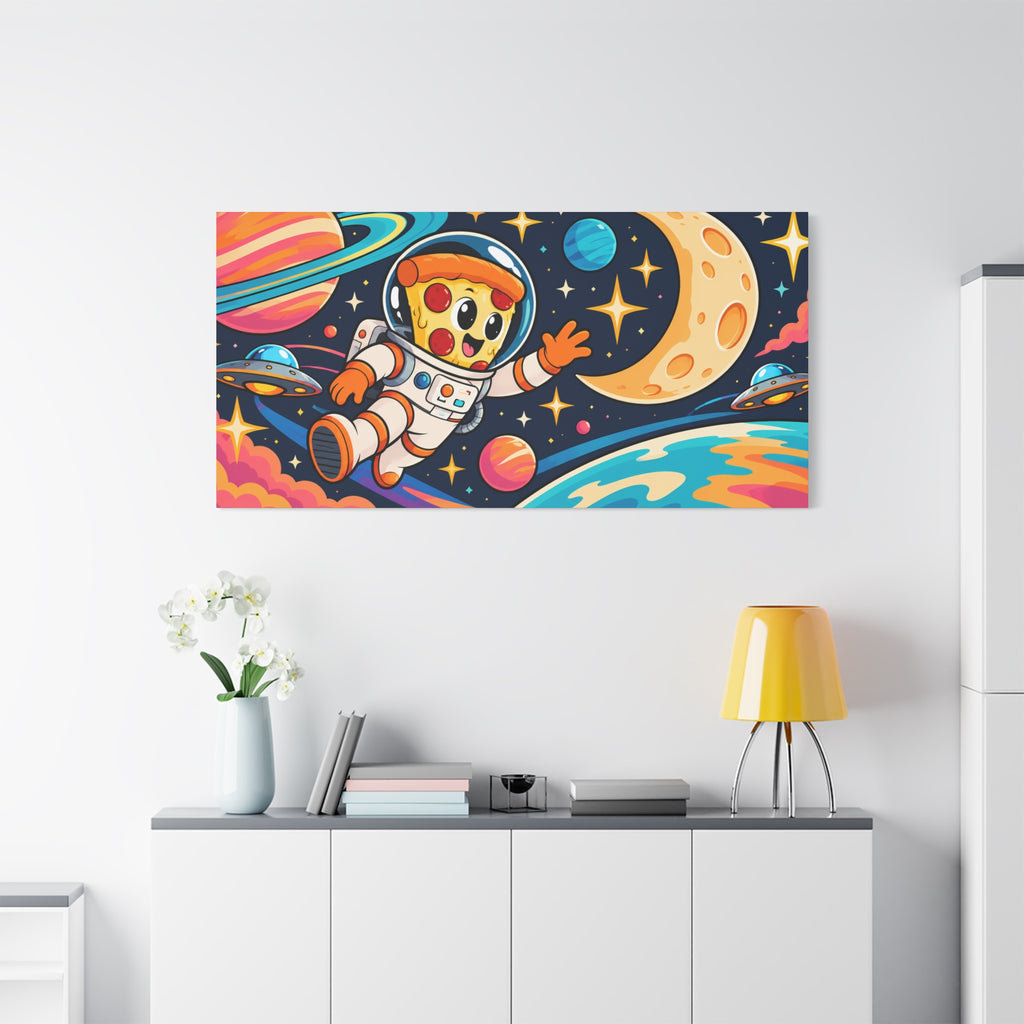 Wall Art | Pizza Astronaut | Funny Space Food Cartoon Print