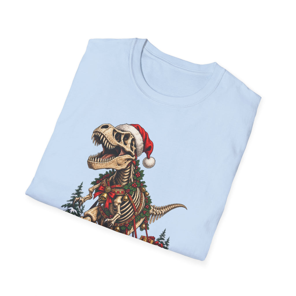T-Rex Sleigh | Dinosaur Fossil Christmas T‑Shirt
