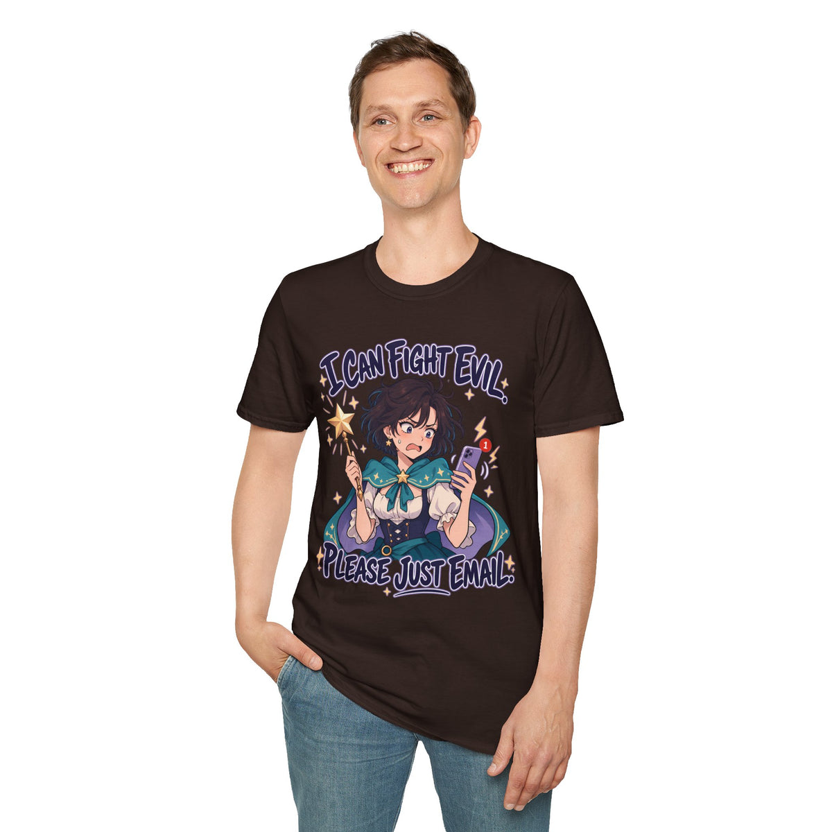 Working Witch | I Can Fight Evil, Please Just Email | Cute Anime T Shirt