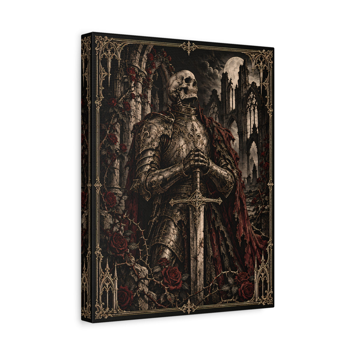 Canvas | Gothic Skeletal Knight | Occult Wall Art