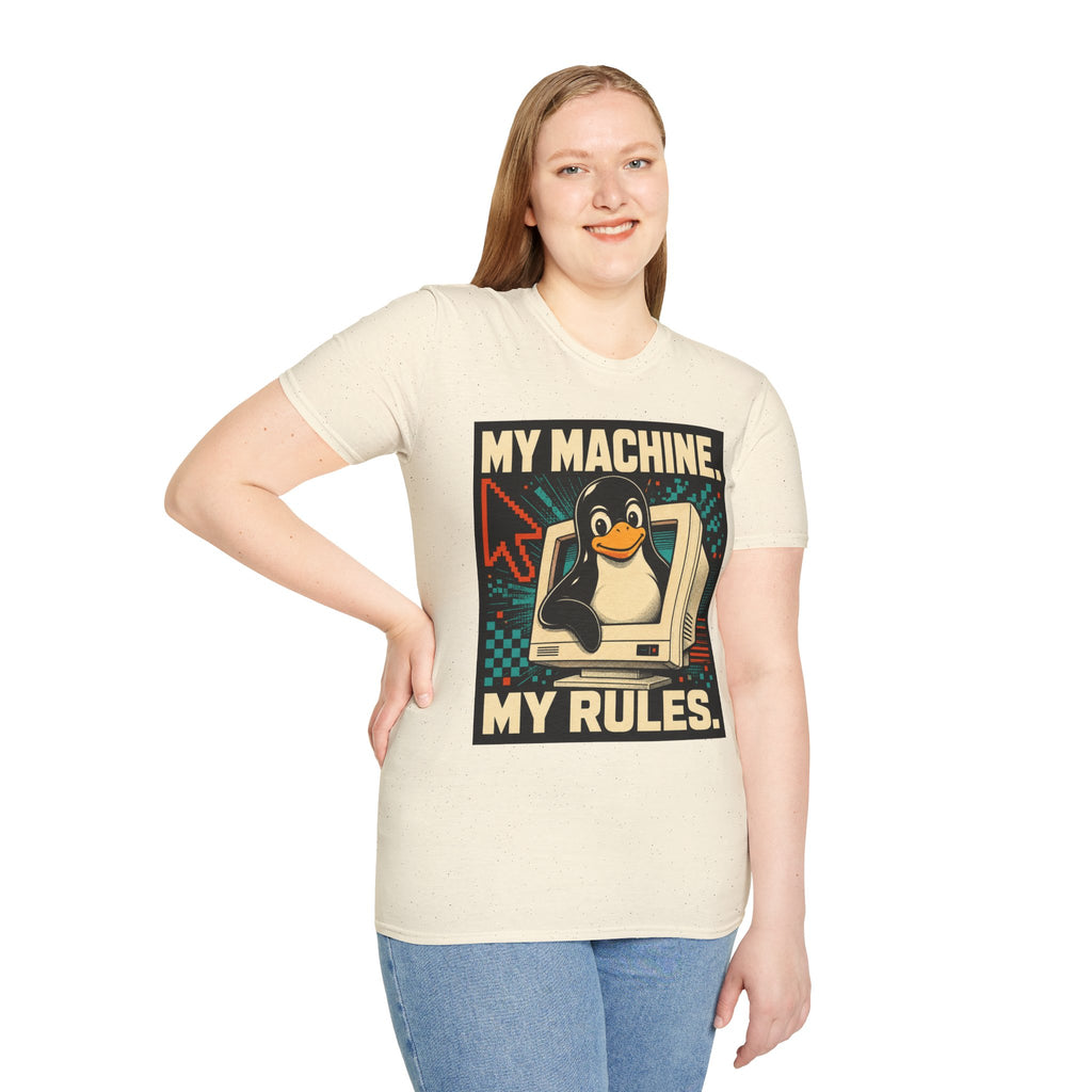 Retro Tux Penguin Tee — "My Machine, My Rules" Vintage Computer T-Shirt