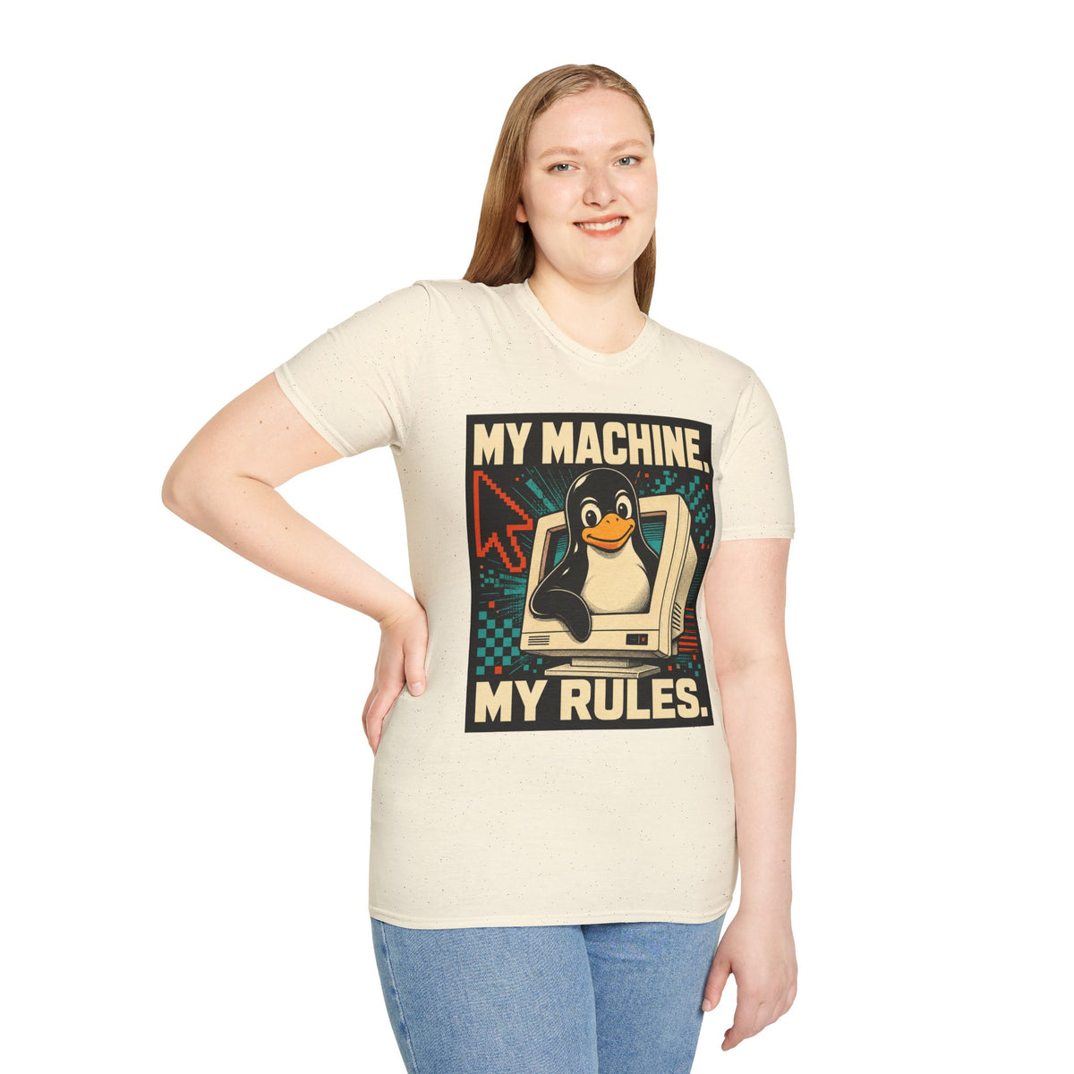 Retro Tux Penguin Tee — "My Machine, My Rules" Vintage Computer T-Shirt