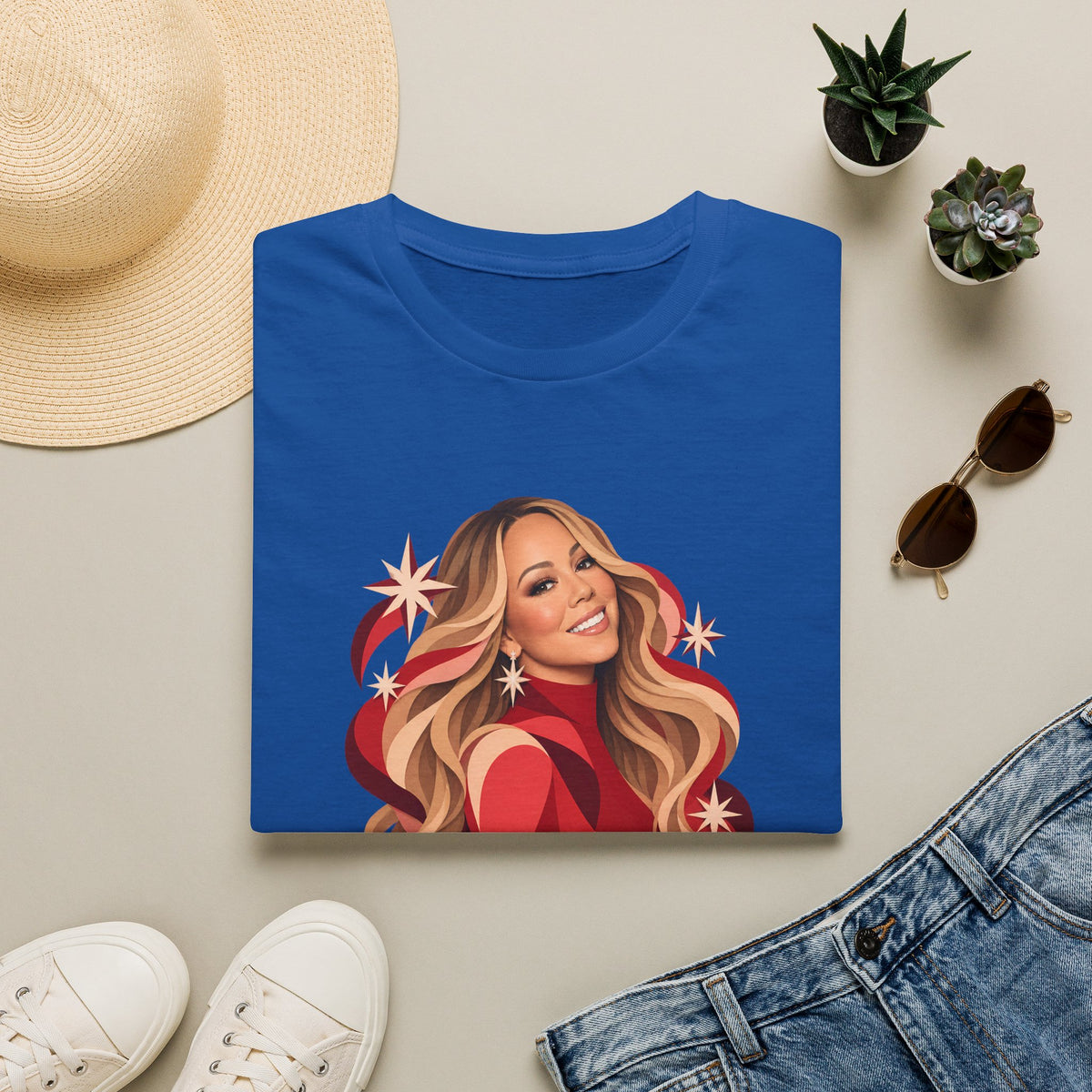 Mariah Carey | Holiday Diva Graphic Tee | Retro Red Star Portrait