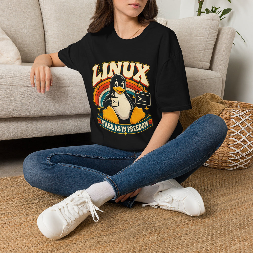 Linux | Free As In Freedom | Penguin Retro Tech Tee