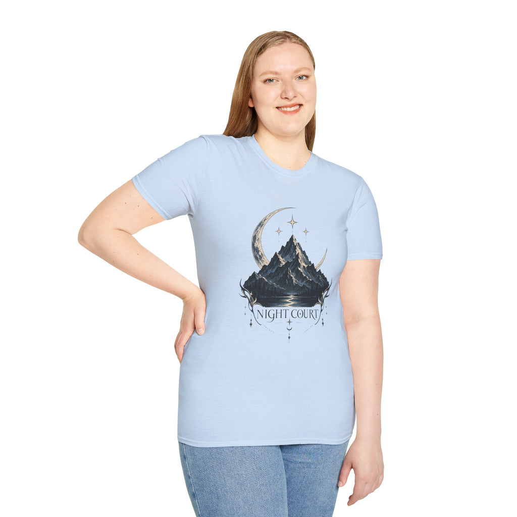 Night Court Mountain | ACOTAR Book Crescent Moon & Stars Graphic