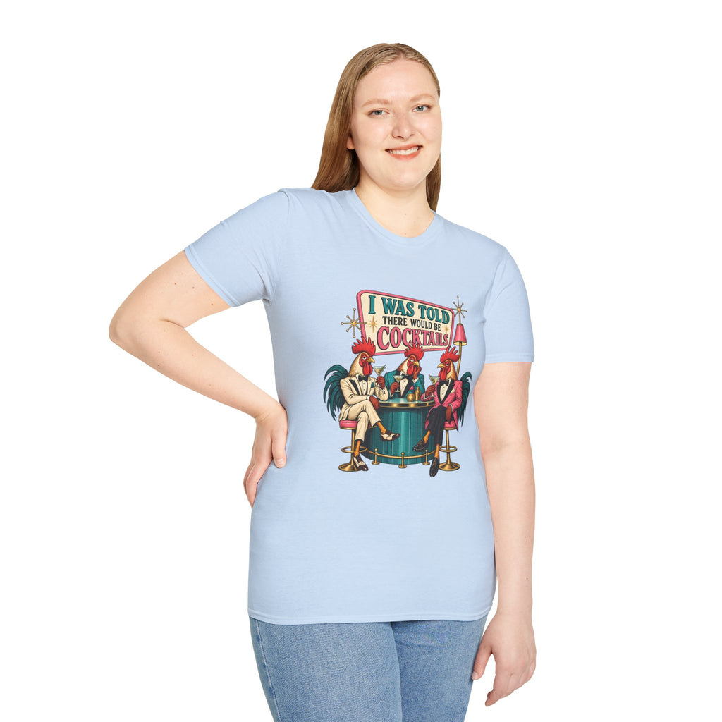 I Was Told There Would Be Cocktails T-Shirt | Retro Flamingo Bar Cocktail Tee