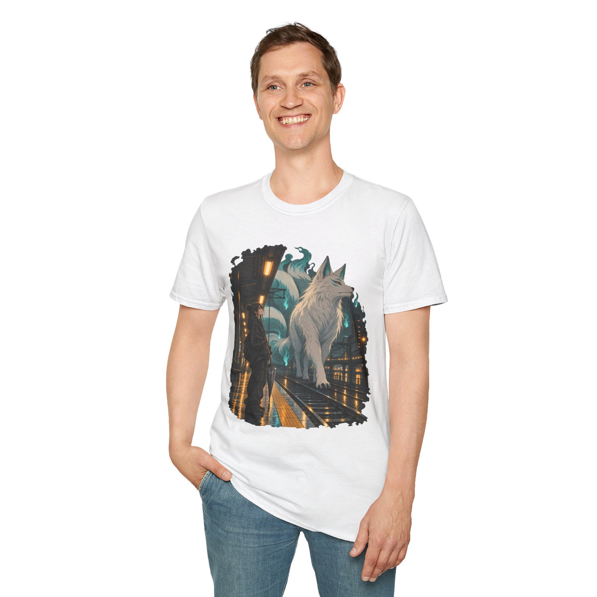 Wolf in the Rain | Last Train Home T-Shirt | Urban Nightscape Graphic Tee