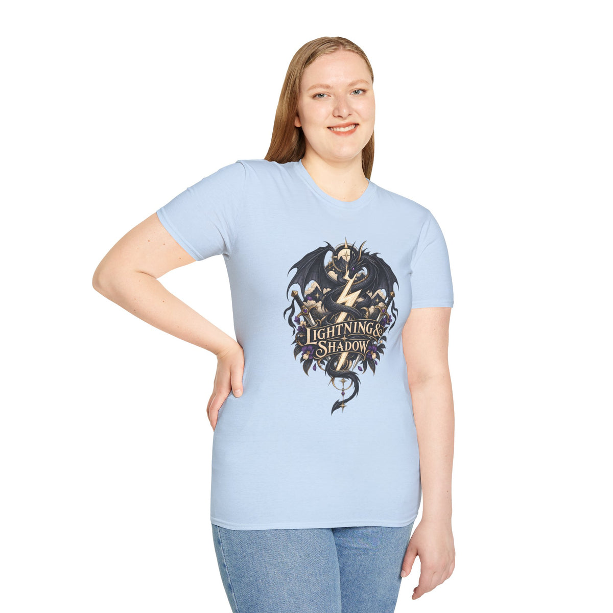 Lightning & Shadow | Onyx Storm Book Inspired Fantasy Dragon T-Shirt
