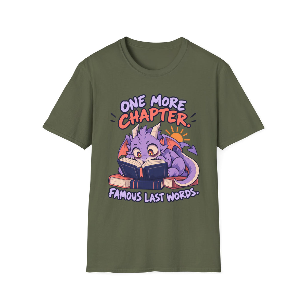 Booklover | Cute Dragon T‑Shirt | One More Chapter, Famous Last Words | Reading Shirt