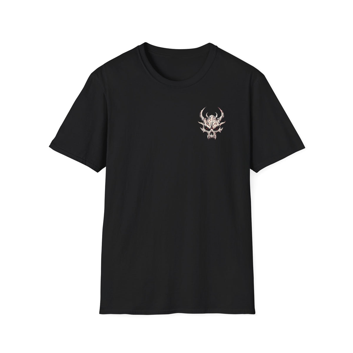 Demon Skull Chest Tee — Gothic Horned Skull T-Shirt