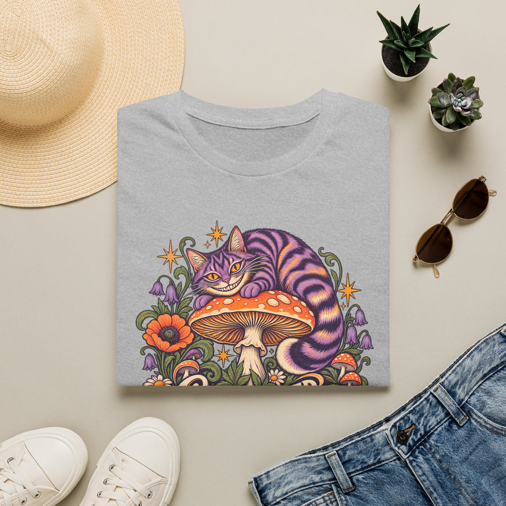 Cheshire Cat | Curiouser & Curiouser | Whimsical Mushroom Design Graphic Shirt