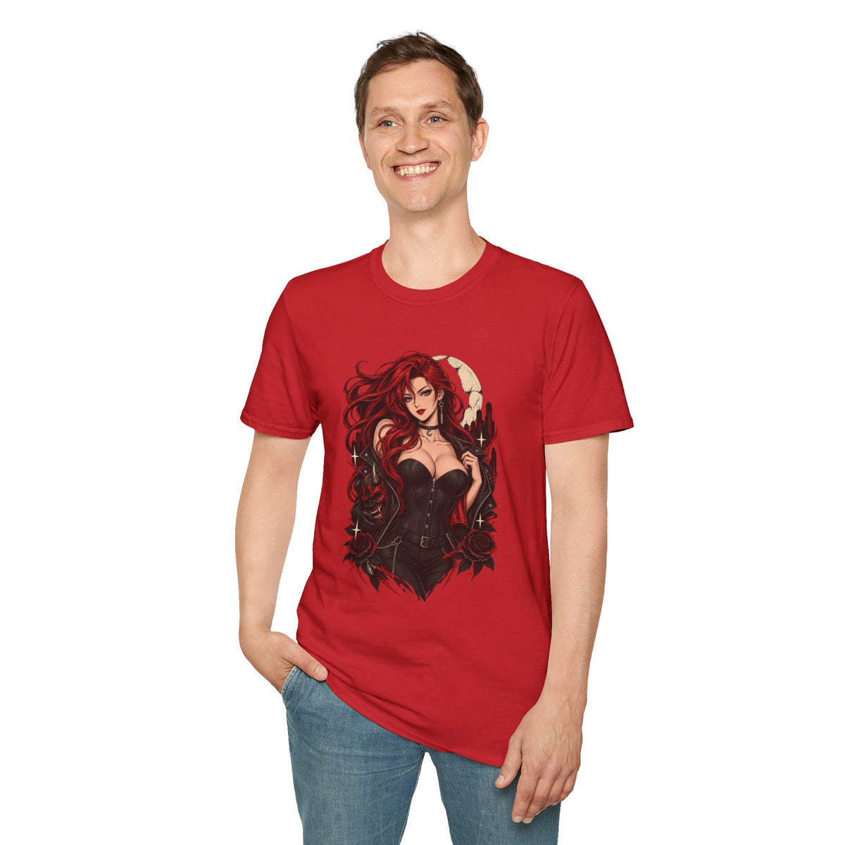 Crimson Dusk | Sexy Gothic Hannya Mask Pin up Woman T-Shirt