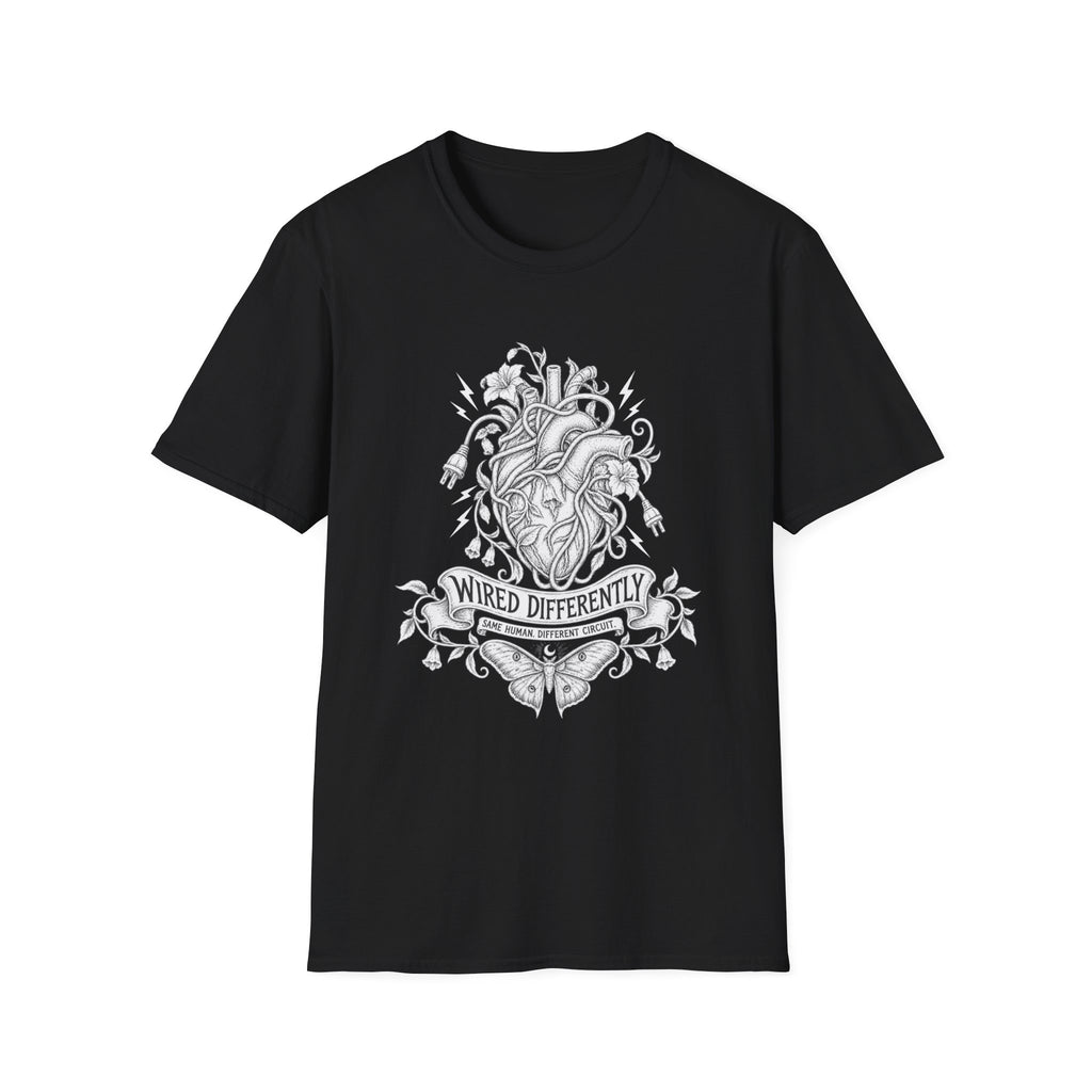 Wired Differently | Floral Anatomical Heart | Neurodiversity Pride Tee