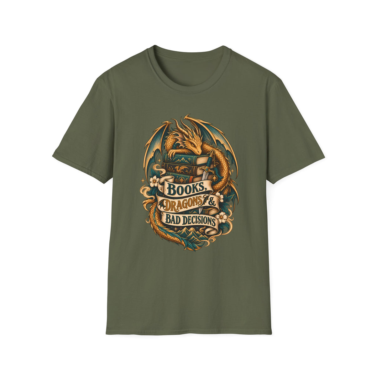 Books, Dragons & Bad Decisions | Fourth Wing Inspired Fantasy Reader T-Shirt