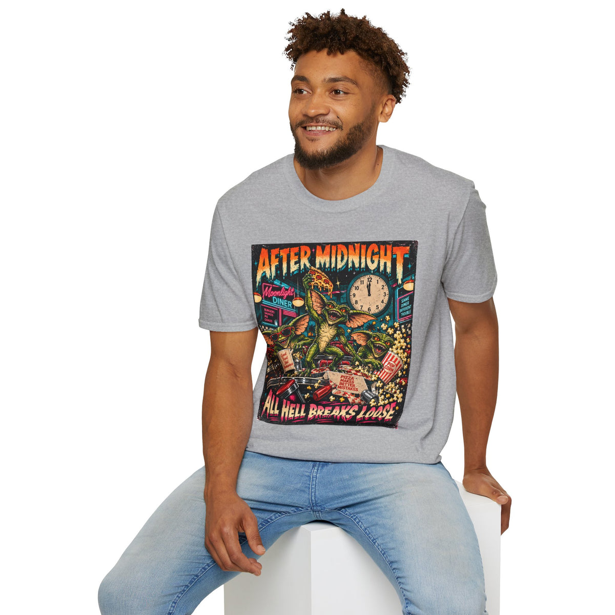 After Midnight Gremlin Tee — "All Hell Breaks Loose" Retro Horror T-Shirt