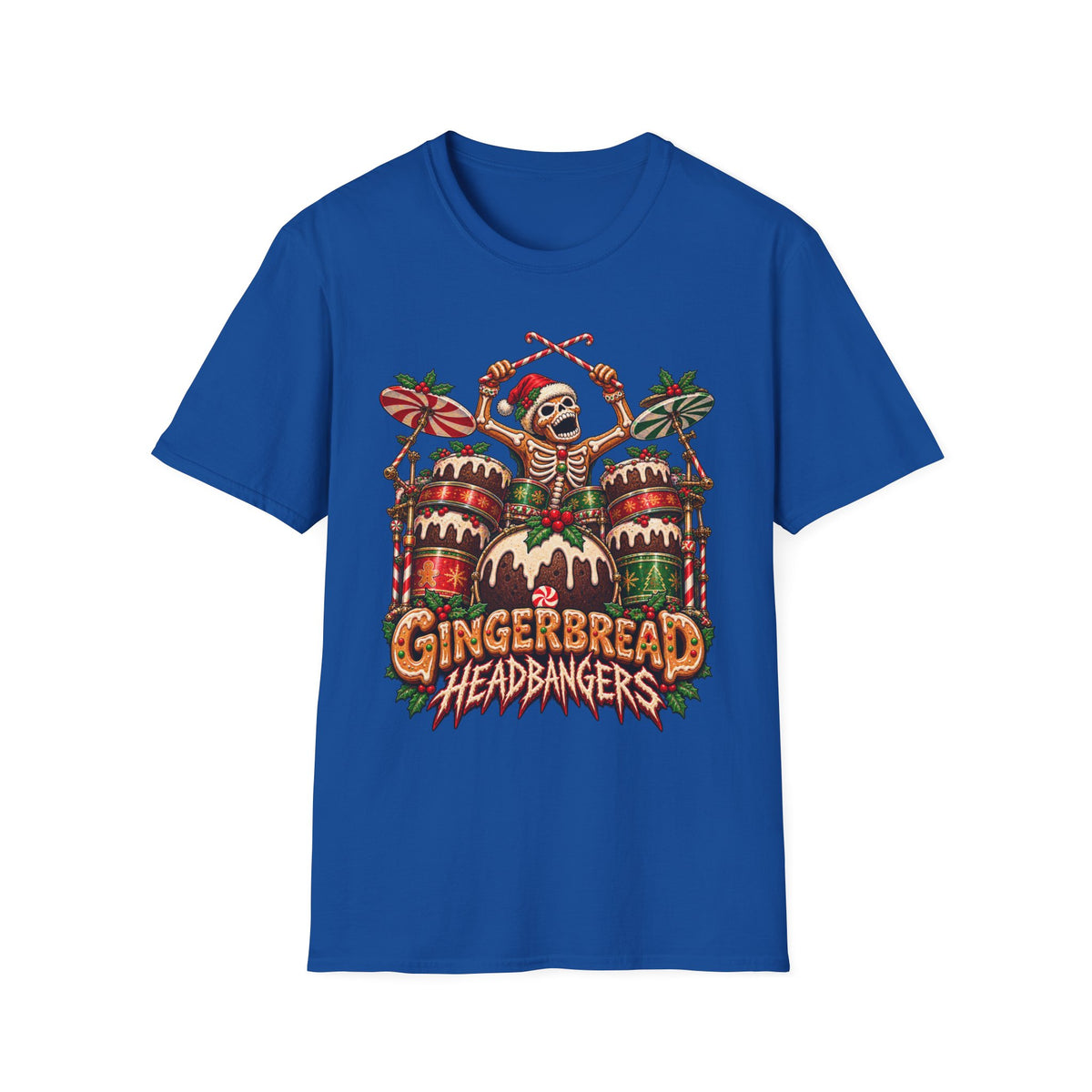 Gingerbread Headbangers | Drummer Christmas T-Shirt