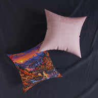 Autumn Village Pixel Art Landscape Cushion | Decorative Sofa Pillow