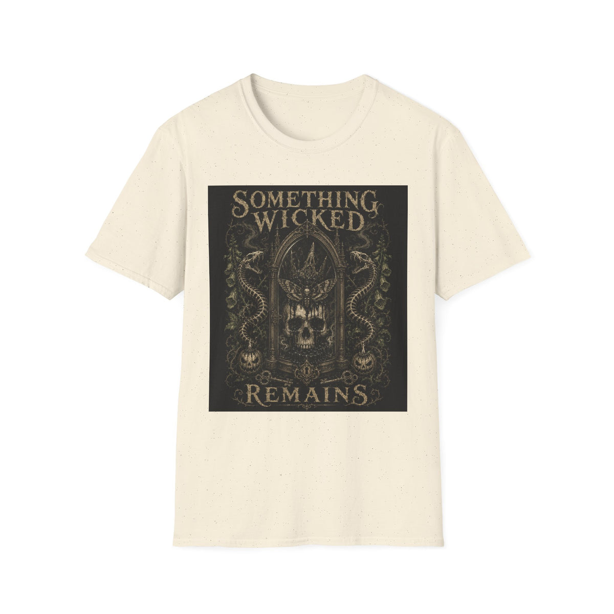 T-Shirt — "Something Wicked Remains" Gothic Skull Vintage Graphic