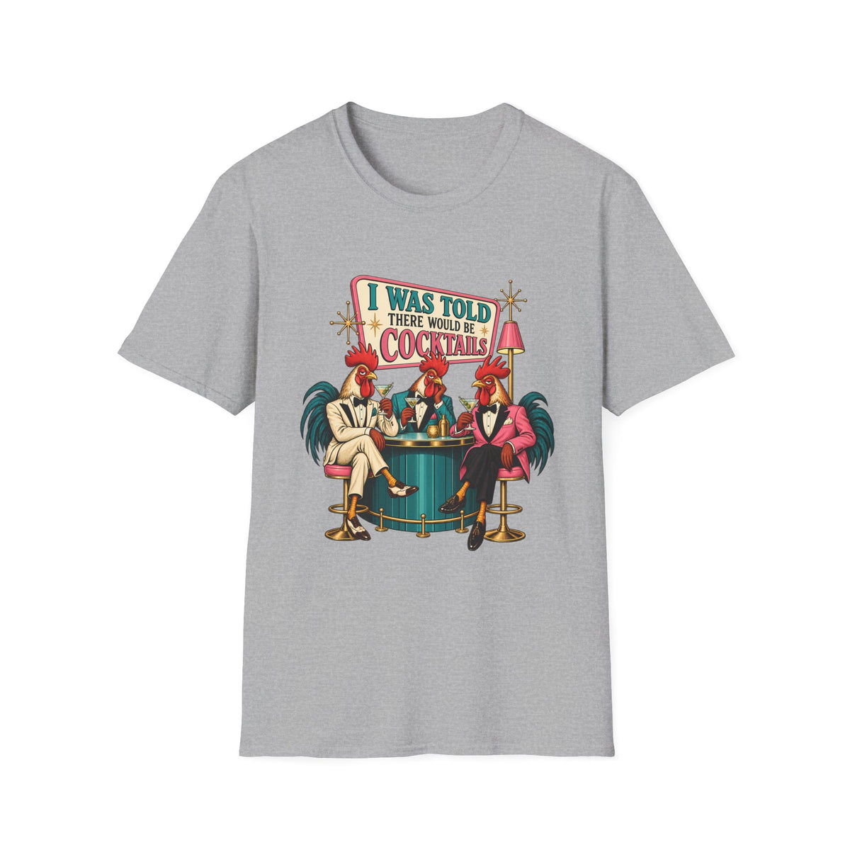 I Was Told There Would Be Cocktails T-Shirt | Retro Flamingo Bar Cocktail Tee